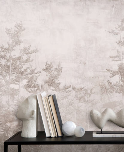 Vintage sepia tone hazy tropical jungle wallpaper
