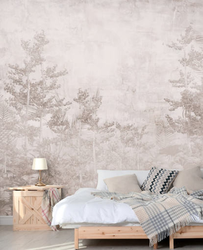 Vintage sepia tone hazy tropical jungle wallpaper