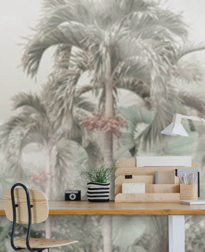 Silenzioso paesaggio panoramico della giungla con alti alberi tropicali, carta da parati Silenzioso paesaggio panoramico della giungla con alti alberi tropicali, carta da parati