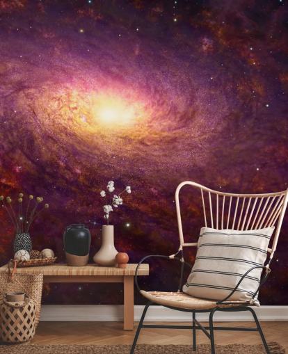 Fondo de pantalla de una galaxia en espiral de color púrpura oscuro con espirales rojas y estrellas con un centro brillante Fondo de pantalla de una galaxia en espiral de color púrpura oscuro con espirales rojas y estrellas con un centro brillante