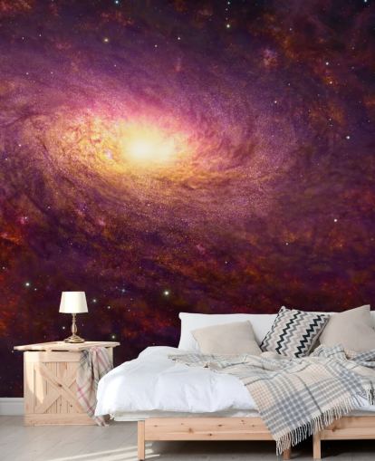 Fondo de pantalla de una galaxia en espiral de color púrpura oscuro con espirales rojas y estrellas con un centro brillante Fondo de pantalla de una galaxia en espiral de color púrpura oscuro con espirales rojas y estrellas con un centro brillante