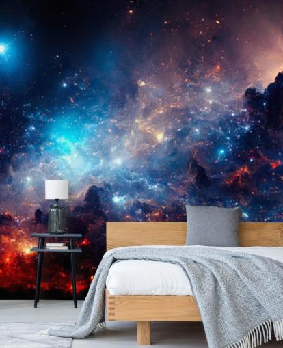 Fondo de pantalla del sistema solar nebular morado y azul