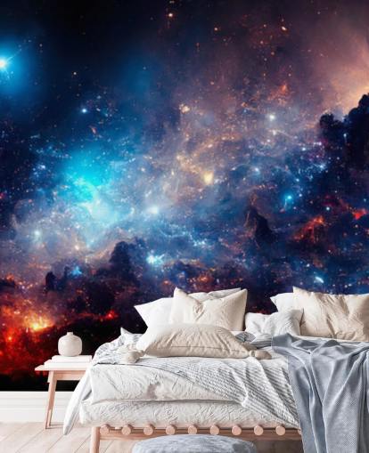 Lila och blå nebular solsystem tapeter