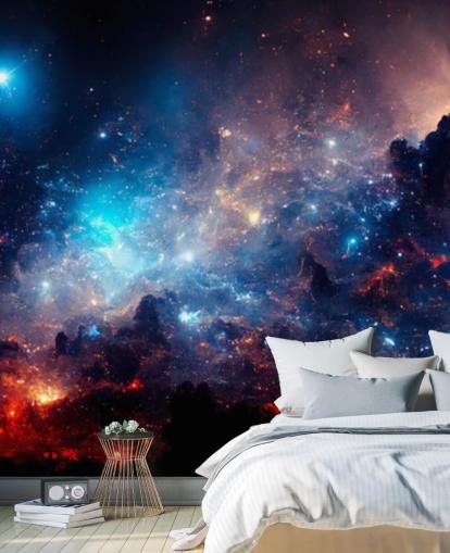 Papel de parede do sistema solar nebular roxo e azul