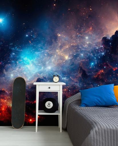 Papel de parede do sistema solar nebular roxo e azul