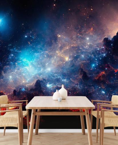 Fondo de pantalla del sistema solar nebular morado y azul