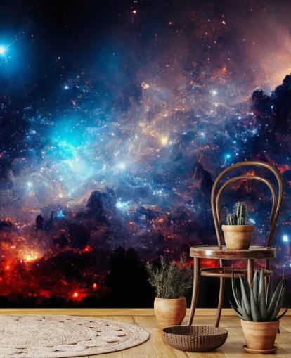 Papel de parede do sistema solar nebular roxo e azul