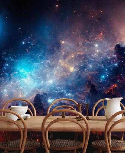 Papel de parede do sistema solar nebular roxo e azul