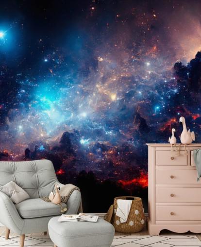 Purple and blue nebular solar system wallpaper