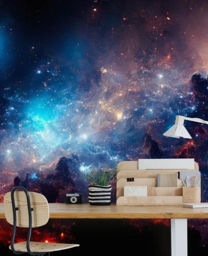 Fondo de pantalla del sistema solar nebular morado y azul