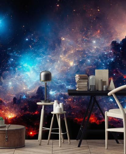 Purple and blue nebular solar system wallpaper