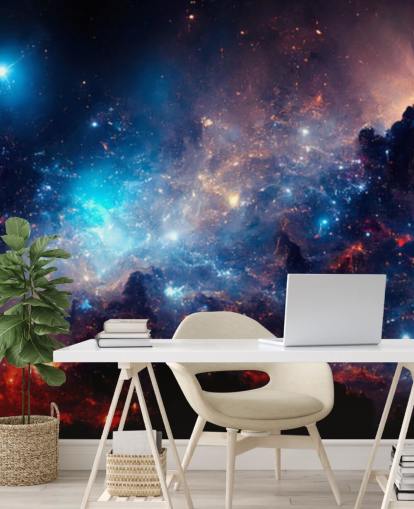 Purple and blue nebular solar system wallpaper