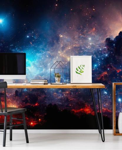 Fondo de pantalla del sistema solar nebular morado y azul Fondo de pantalla del sistema solar nebular morado y azul