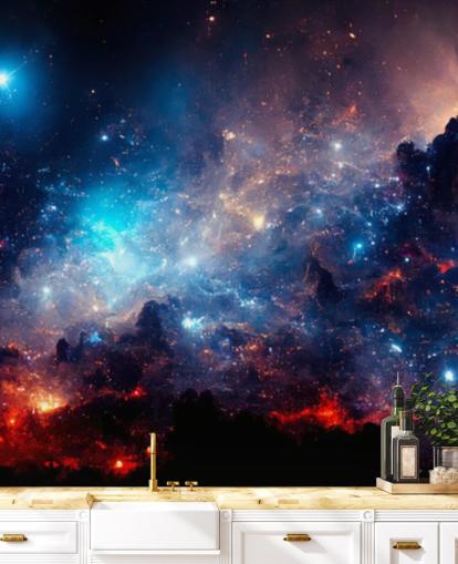 Fondo de pantalla del sistema solar nebular morado y azul Fondo de pantalla del sistema solar nebular morado y azul