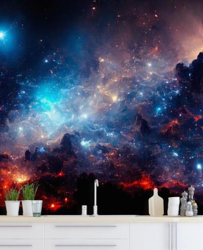 Papel de parede do sistema solar nebular roxo e azul