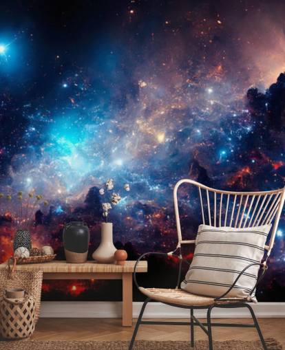 Purple and blue nebular solar system wallpaper