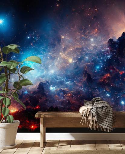 Fondo de pantalla del sistema solar nebular morado y azul