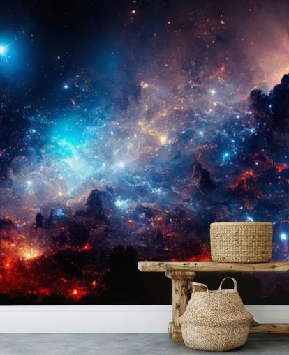 Carta da parati del sistema solare nebulare viola e blu