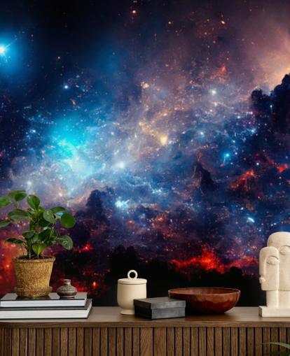 Fondo de pantalla del sistema solar nebular morado y azul