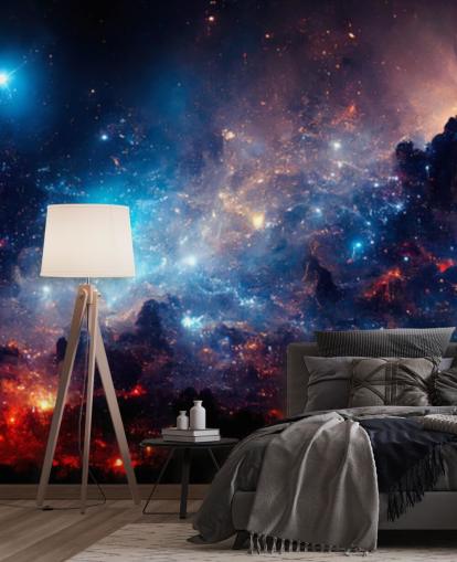 Fondo de pantalla del sistema solar nebular morado y azul