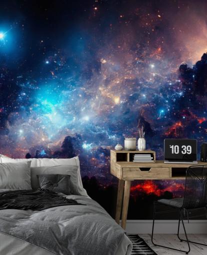 Lila och blå nebular solsystem tapeter