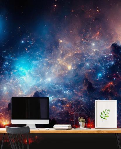 Purple and blue nebular solar system wallpaper