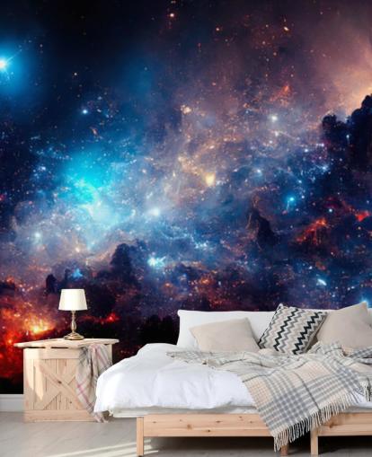 Fondo de pantalla del sistema solar nebular morado y azul