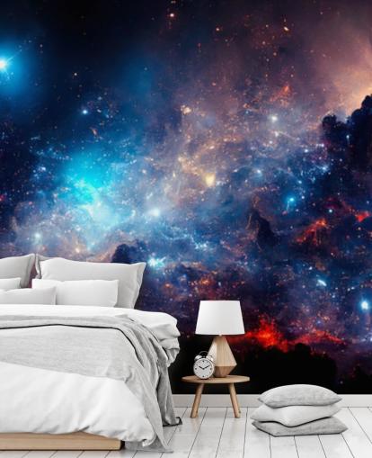 Lila och blå nebular solsystem tapeter