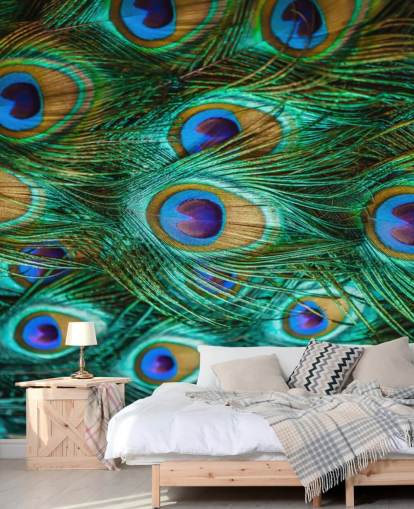 Peacock Eyes Print Peacock Feather Wallpaper