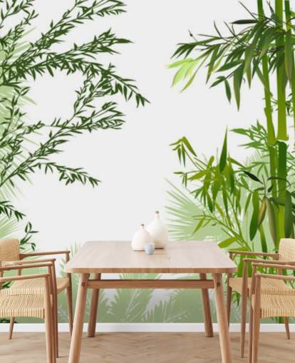 green customizable bamboo wall mural called Green Bamboo Forest for offices, living rooms and dining rooms