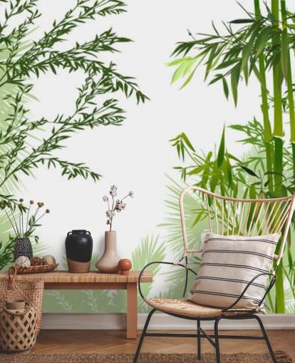 grünes, personalisierbares Bambus-Wandbild namens Green Bamboo Forest für Büros, Wohn- und Esszimmer