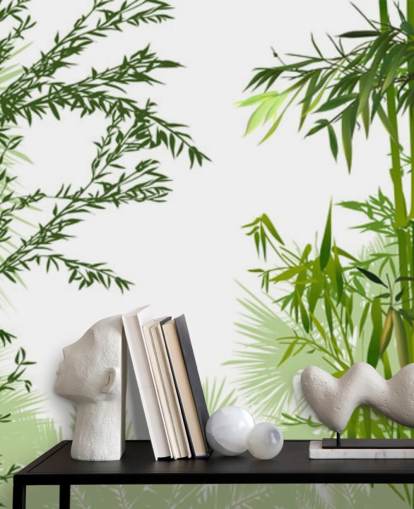 green customisable bamboo wall mural called Green Bamboo Forest for offices, living rooms and dining rooms