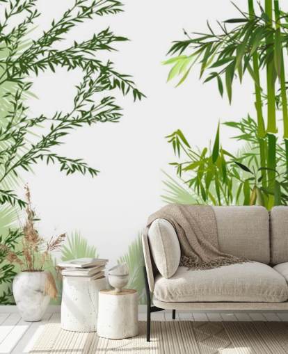 green customisable bamboo wall mural called Green Bamboo Forest for offices, living rooms and dining rooms