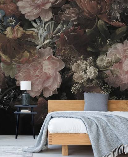 Fundo preto com flores brancas e rosa realistas e grandes Fundo preto com flores brancas e rosa realistas e grandes