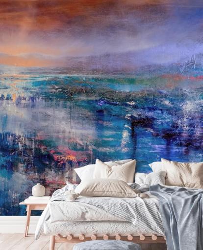 Peinture abstraite bleue et violette du ciel et du paysage