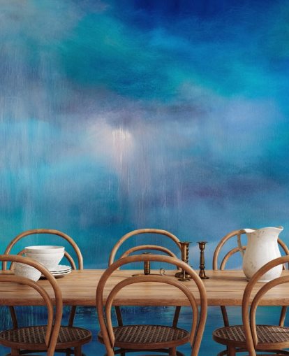 Blaues, abstraktes Bild von Wolken und Landschaft Blaues, abstraktes Bild von Wolken und Landschaft