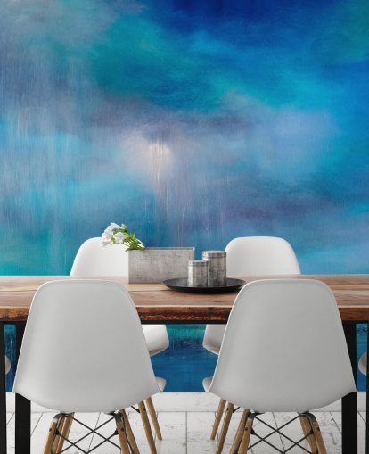 Blue, abstract paiting of clouds and the landscape Blue, abstract paiting of clouds and the landscape