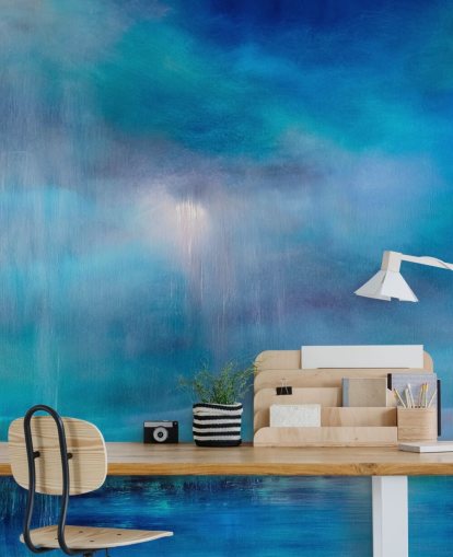 Blue, abstract paiting of clouds and the landscape Blue, abstract paiting of clouds and the landscape