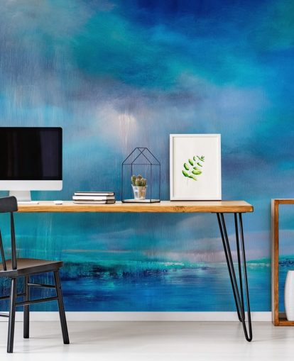 Blå, abstrakt paiting af skyer og landskabet Blå, abstrakt paiting af skyer og landskabet