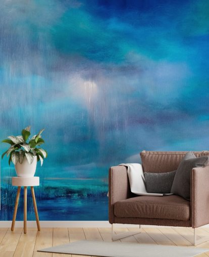 Sininen, abstrakti pilvien ja maiseman paiting Sininen, abstrakti pilvien ja maiseman paiting
