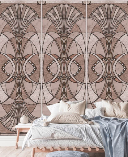 Blush pink art deco wallpaper