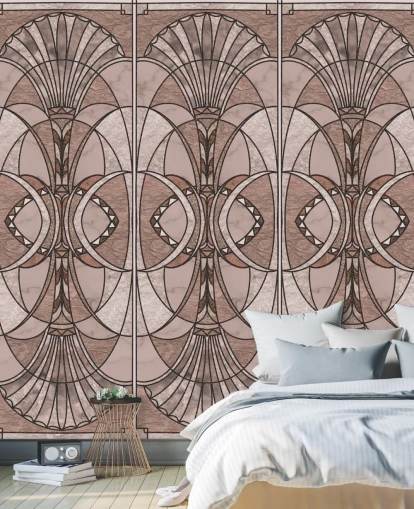 Blush pink art deco wallpaper