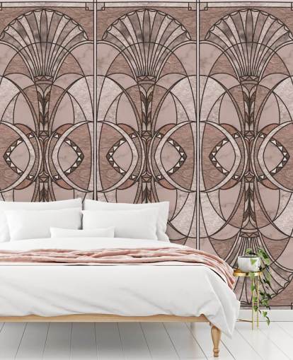 Blush pink art deco wallpaper
