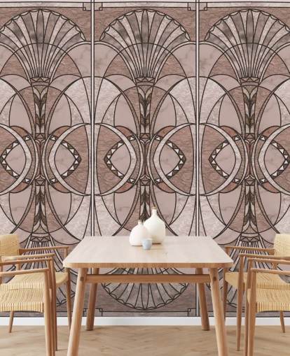 Blush pink art deco wallpaper