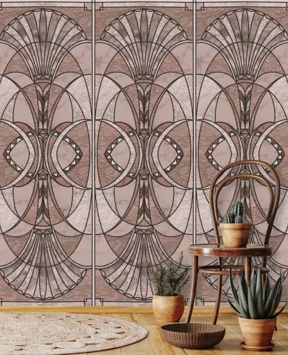 Papel de parede art déco rosa blush