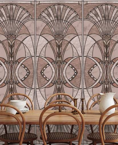 Rosafarbene Art-Deco-Tapete