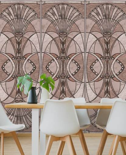 Papier peint art déco rose poudré