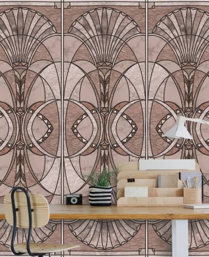 Rødmende rosa art deco tapet