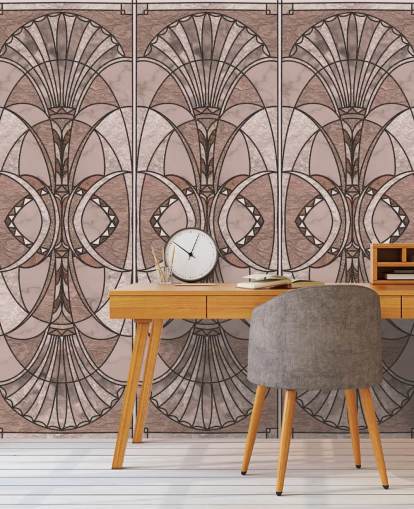 Blush pink art deco wallpaper