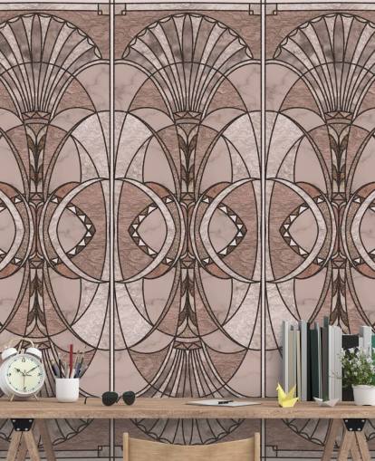 Blush pink art deco wallpaper